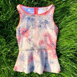 Floral Sequin Peplum Blouse